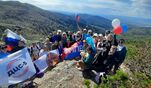 Профактив Сахалинской области в рамках мероприятий Всемирного дня единых действий "За достойный труд!" покорил гору Российскую